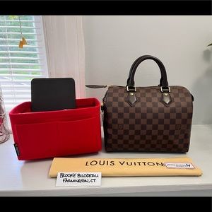 SOLD- Authentic Louis Vuitton Speedy 25 Damier Ebene w/organizer/insert
